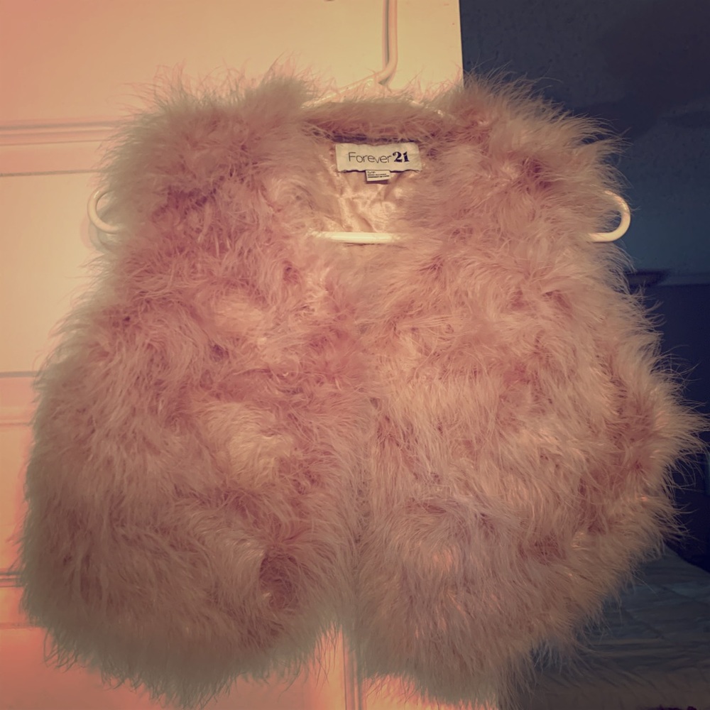 Blush feather vest